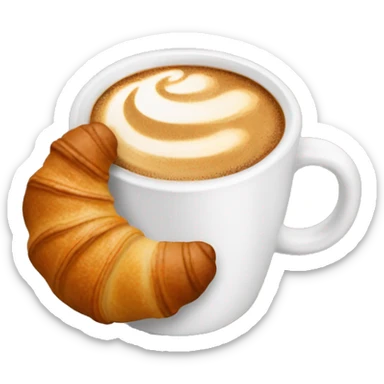 Cup of cappuccino with croissant sticker