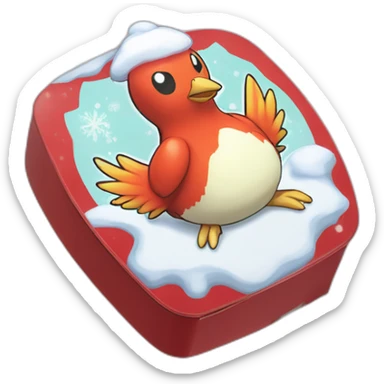 Pokemon Delibird Badge Winter Slowflake GiftBox sticker