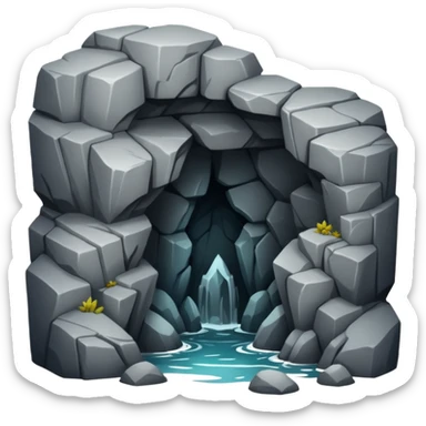 A deep cave entrance surrounded by rugged stone.




















































 sticker