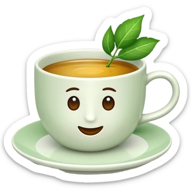 Te  - taza blanca con una hoja a un lado del plato- No dentro sticker