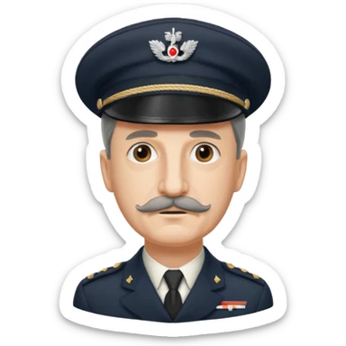 Charles de Gaulle emoji with iconic kepi hat and mustache, neutral expression sticker