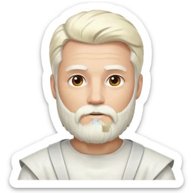 Baldr, God of Light from Gods and Goddesses with long platinum blonde hair and beard, white outfit sticker