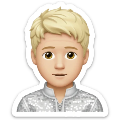 Niall Horan from One Direction with light skin, blonde hair, white sequin outfit sticker