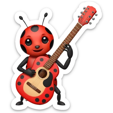 Ladybug playing guitar sticker