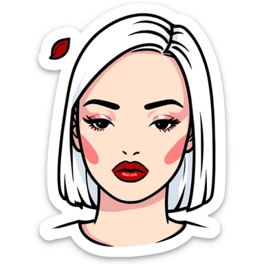 juicy pouty baddie lips with overlined matte lipstick sticker