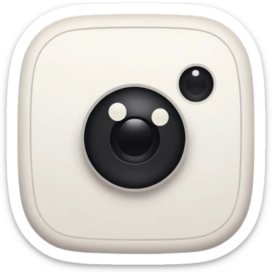 A white hand-drawn doodle of [instagram] with simple black dot eyes and thick, rough outlines. Minimalist style centered on a solid-colored circular background. sticker