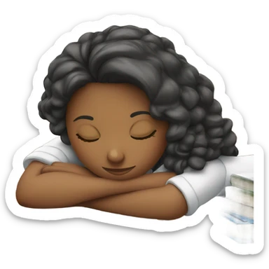 pretty school girl sleeping on desk sticker