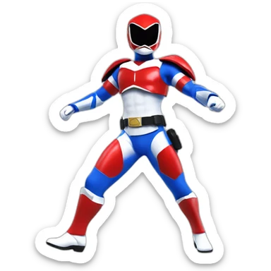 police power ranger full body blue and red and white sticker
