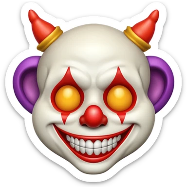 horned skull with clown nose emoji style sticker