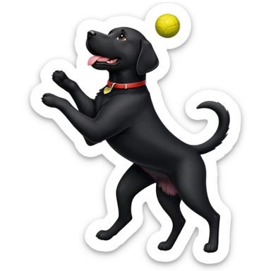Black lab catching ball in the air  sticker