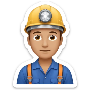Technician + headlamp + blue jumpsuit, Repair Crew. sticker