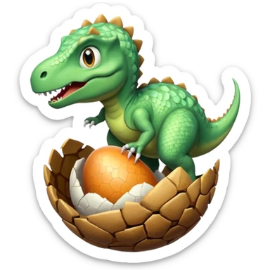 dinosaur coming out of egg sticker