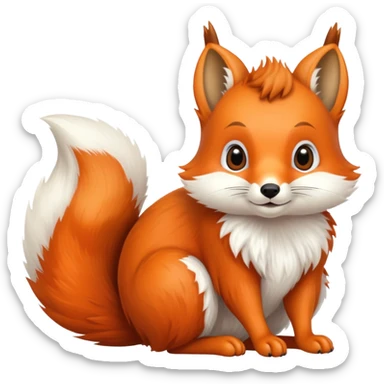 cute fox squirrel sticker