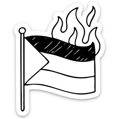 hand-drawn outline of the Palestine flag with burning effect sticker