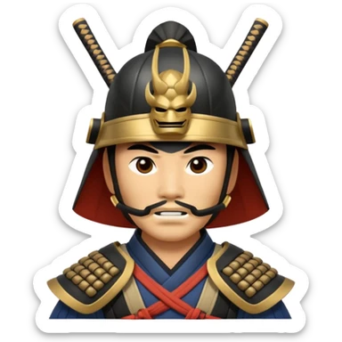 Samurai with helmet and a mask sticker