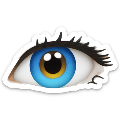 Blue eyes wearing mascara sticker
