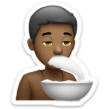 Me smelling bowl of salt sticker