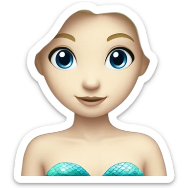 very young white blonde mermaid with blue eyes dancing sticker