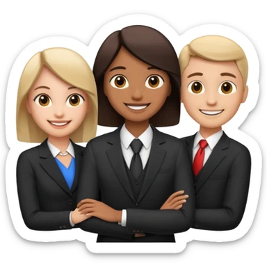 3 people business meeting circular crop sticker
