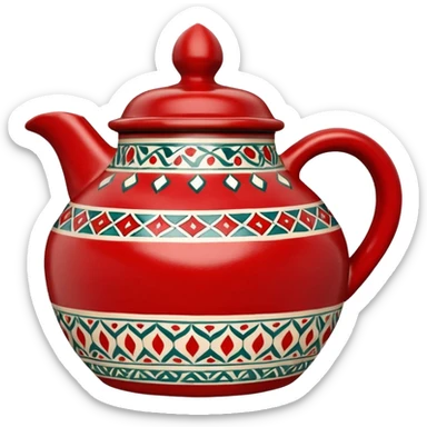 tajin marroqui, hecho de ceramica con motivos rojos arabes sticker