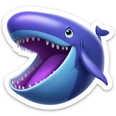 Blue whale purple, open mouth sticker