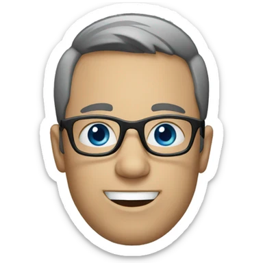 man with glasses and blue eyes welcoming  sticker