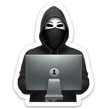Computer hacker wearing  anonymous mask sticker