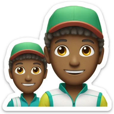 boys with smiles in hats with tennis rackets sticker