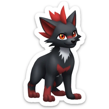 Black Cool Edgy Anthro Litten Zoroark Zorua Fakémon  with White and Red Edgy markings sticker