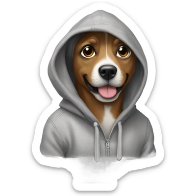 Dog wears a hoodie sticker