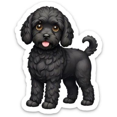 Black cockapoo full body sticker