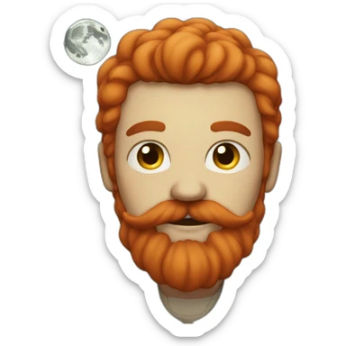 Full Moon with red beard and moustache sticker