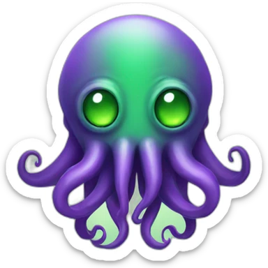 green/purple cute cthulhu sticker