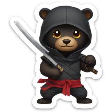 cute bear ninja sticker