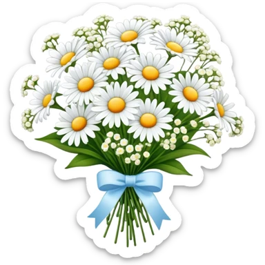 daisy and babies breath bouquet  sticker