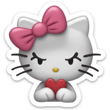 Hello kitty with a heart sticking out  sticker