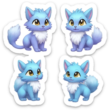 Anthro Scalie Fluffy Cool Cute Magical Shiny Colorful Pastel Sparkle Kemono-style Chibi Fantasy-Animal-Fakémon-Pokémon-Hybrid Fur Sona Aesthetic Full Body sticker