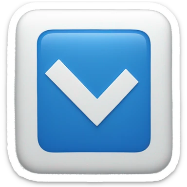 A white tick in a blue square sticker