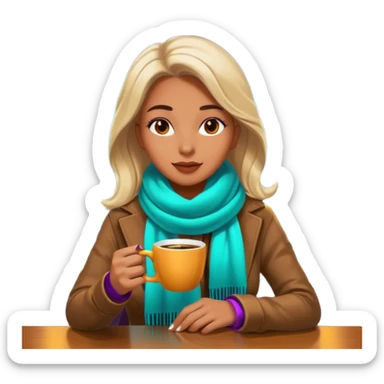 Woman with coffee , coffe shop with  neon glow, Midnight Wander. sticker