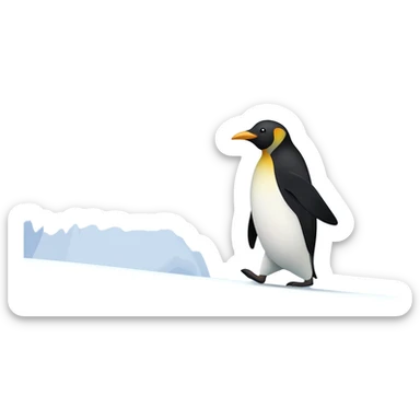 Karlı dağlara doğru yürüyen bir penguen sticker