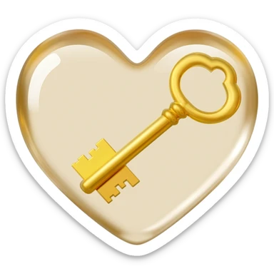 beige glass heart with a golden key sticker