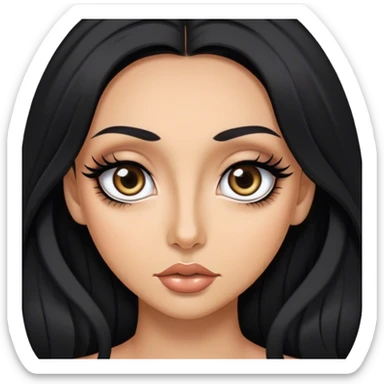 Mujer trigueña con pelo negro largo, ojos grandes, pestañas voluminosas, maquillada, estudiante de medicina sticker