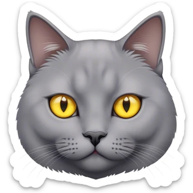 grey British cat with yellow eyes sticker