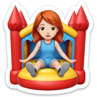 redhead girl-sitting-in-bouncy-house sticker