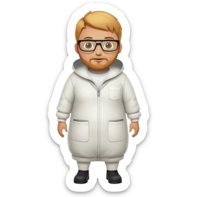 full body medium plus size bee keeper with  short light strawberry blonde hair and goatee wearing glasses  sticker