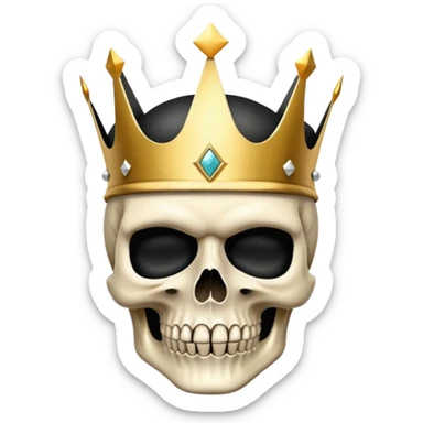 skull wearing a golden crown and black ski mask sticker