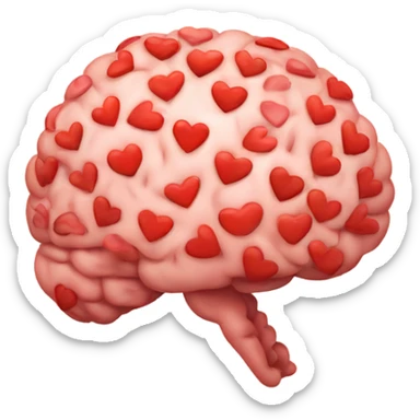 brain filled with red hearts sticker
