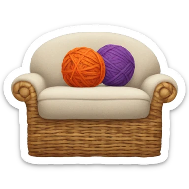 Cozy sofa + yarn ball basket sticker