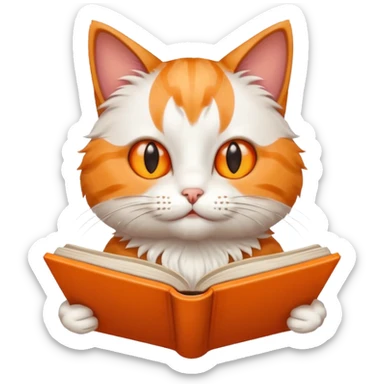 cat reading book sticker