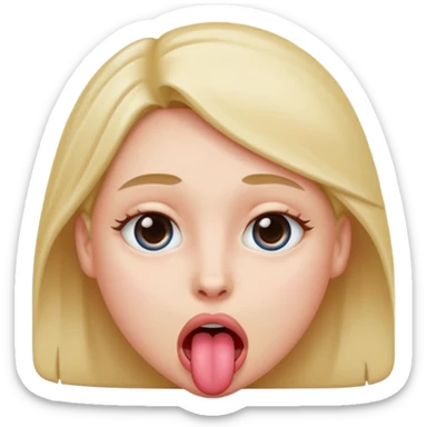 face with eyes rolled up, tongue hanging out, blushed sticker